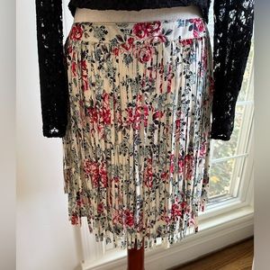 ZADIG & VOLTAIRE DELUXE Silk Floral Rose Print Fringe Skirt